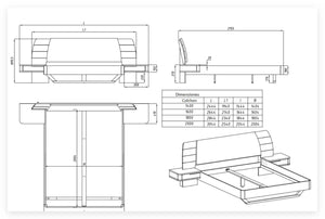 Lit en bois massif de chêne Alina avec tête de lit et 2 chevets flottants – 140 x 200 cm / 160 x 200 cm / 180 x 200 cm / 200 x 200 cm - NordicStory