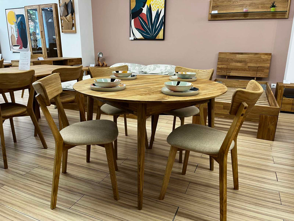 Table à manger ronde extensible en chêne massif Escandi 5 - NordicStory