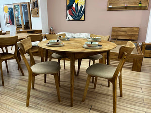 Table à manger ronde extensible en chêne massif Escandi 5 - NordicStory