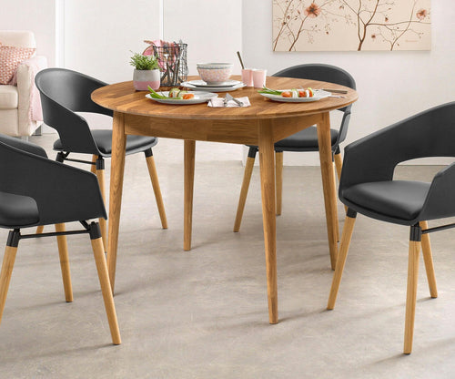 Table à manger ronde extensible en chêne massif Escandi 5 - NordicStory