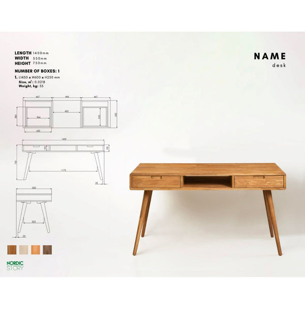 Bureau console en bois massif de chêne Escandi 5 - NordicStory