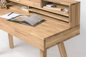 Bureau console en bois massif de chêne Einstein II - NordicStory