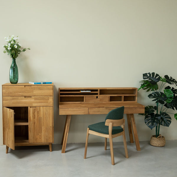 Bureau console en bois massif de chêne Einstein II - NordicStory