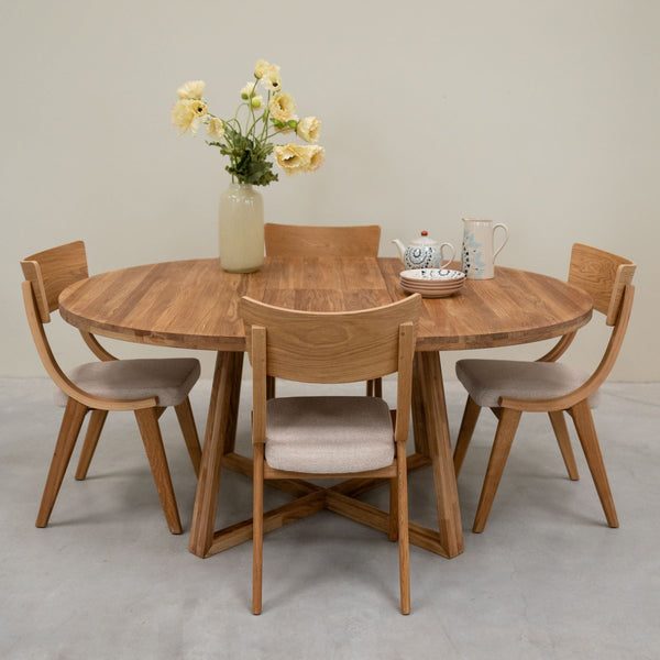 Table à manger ronde extensible en chêne massif MOBY - NordicStory