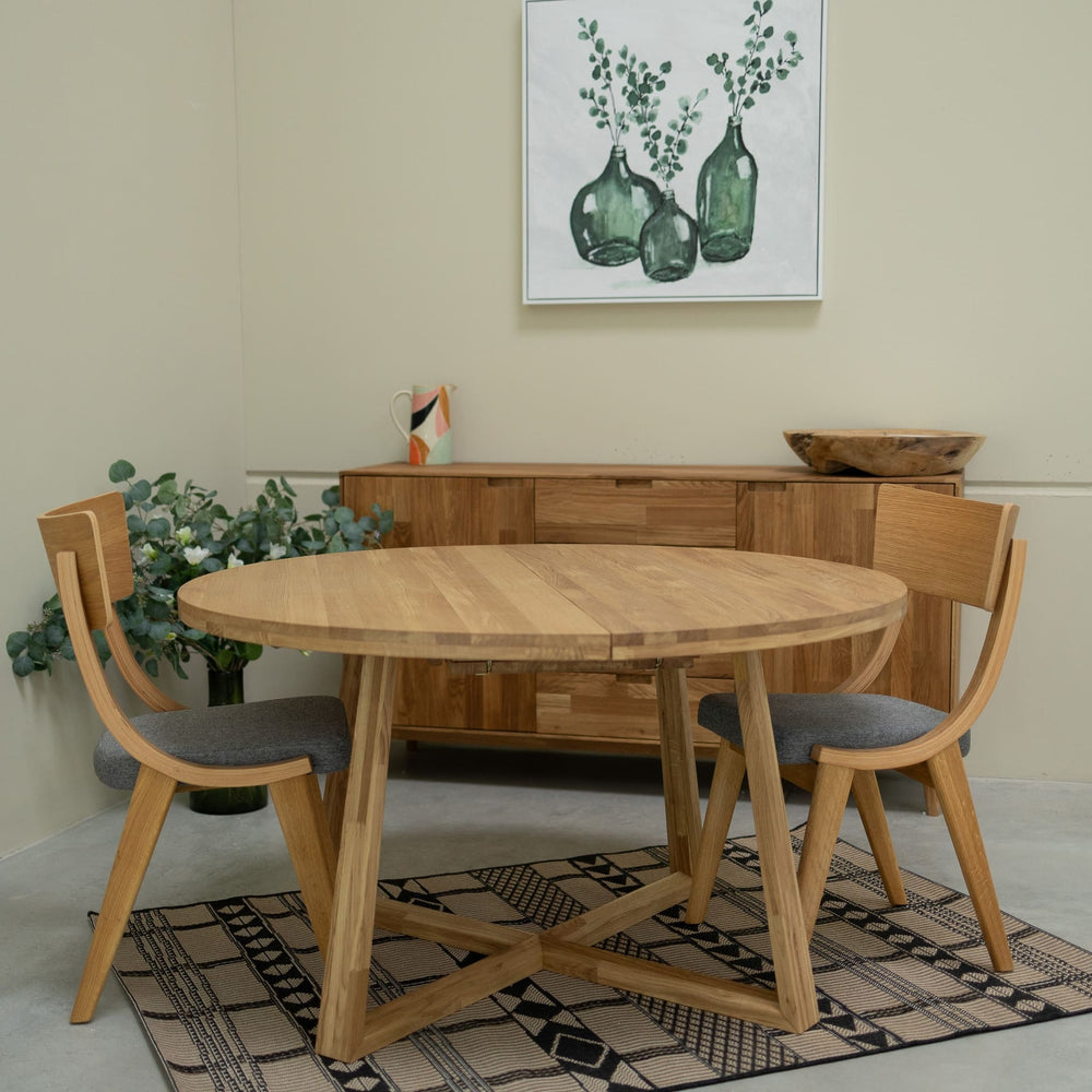 Table à manger ronde extensible en chêne massif MOBY - NordicStory