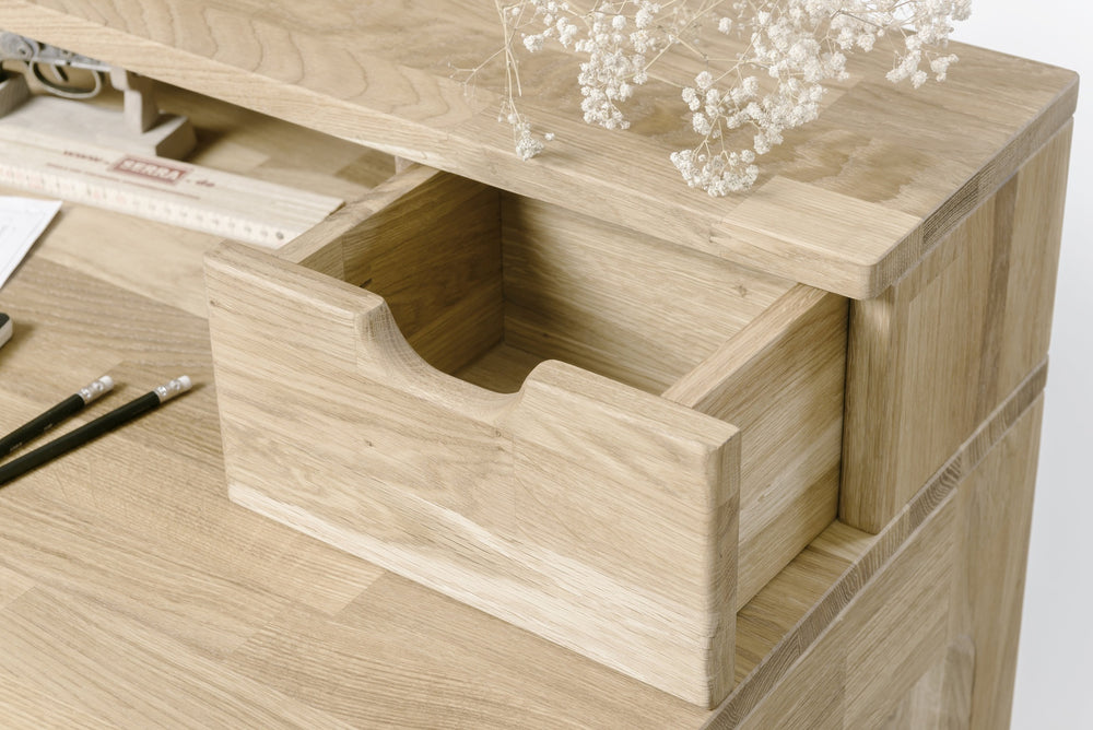 Bureau console en bois massif de chêne Axel II – NordicStory
