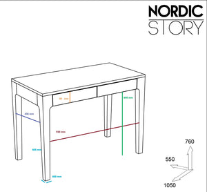 Bureau console en bois massif de chêne Axel I - NordicStory