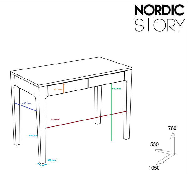Bureau console en bois massif de chêne Axel I - NordicStory