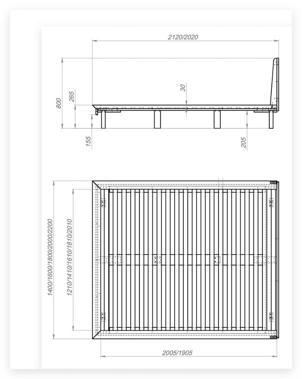 Lit en bois massif de chêne Malmo - 160 x 200 cm / 180 x 200 cm - VESKOR