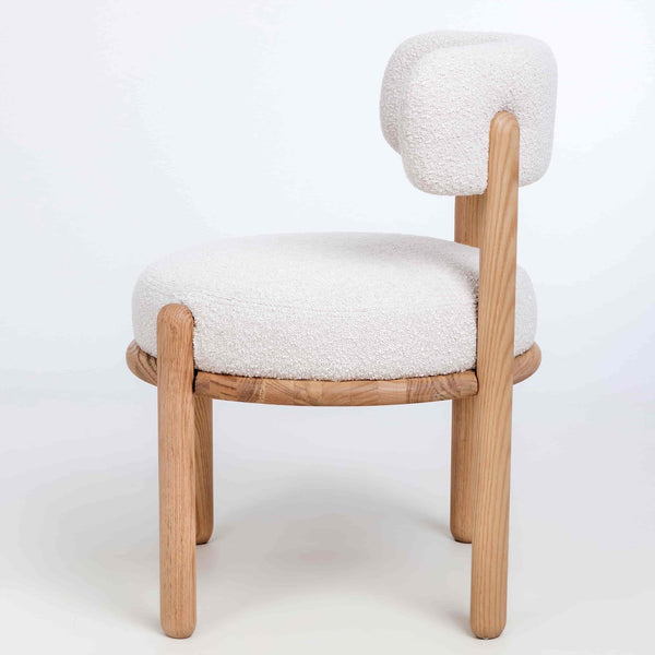 Chaise en bois massif de chêne Lova, revêtement Ecru - Lot de 2 chaises - VESKOR