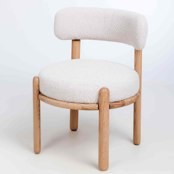 Chaise en bois massif de chêne Lova, revêtement Ecru - Lot de 2 chaises - VESKOR