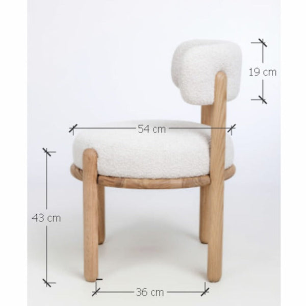 Chaise en bois massif de chêne Lova, revêtement Ecru - Lot de 2 chaises - VESKOR