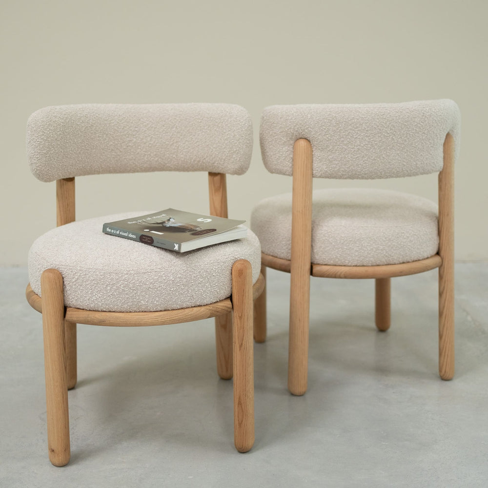 Chaise en bois massif de chêne Lova, revêtement Ecru - Lot de 2 chaises - NordicStory