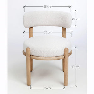 Chaise en bois massif de chêne Lova, revêtement Ecru - Lot de 2 chaises - VESKOR