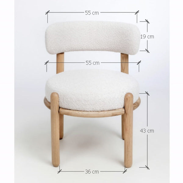Chaise en bois massif de chêne Lova, revêtement Ecru - Lot de 2 chaises - VESKOR