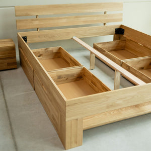 Lit en bois massif de chêne avec rangement Uppsala - VESKOR