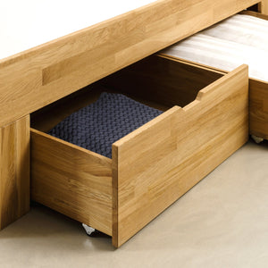 Lit en bois massif de chêne avec rangement Uppsala - VESKOR