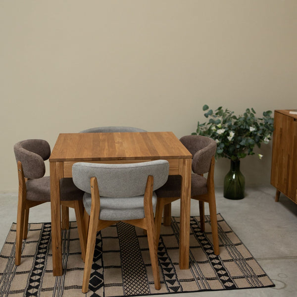 Chaise en bois massif de chêne Claus, revêtement Gris/Marron - Lot de 2 ou 4 chaises - VESKOR