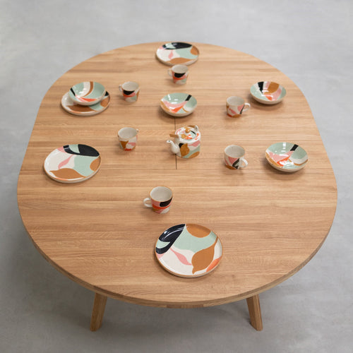 Table à manger ronde extensible en bois massif de chêne Léa - NordicStory