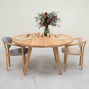 Table à manger ronde extensible en bois massif de chêne Léa - NordicStory