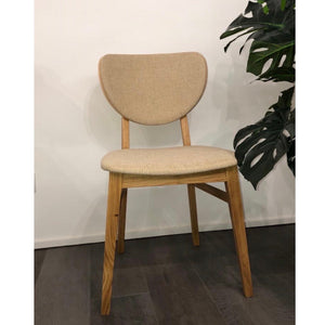 Chaise de salle à manger en bois massif de chêne Nova, revêtement en tissu Gris Nordique/Beige – Lot de 2 ou 4 chaises - NordicStory