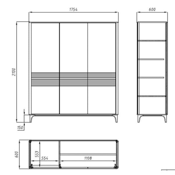 Armario para ropa de madera maciza roble Oxford 4