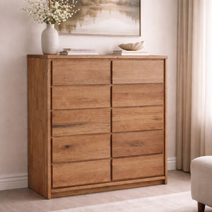Buffet commode chiffonnier en bois massif de chêne rustique