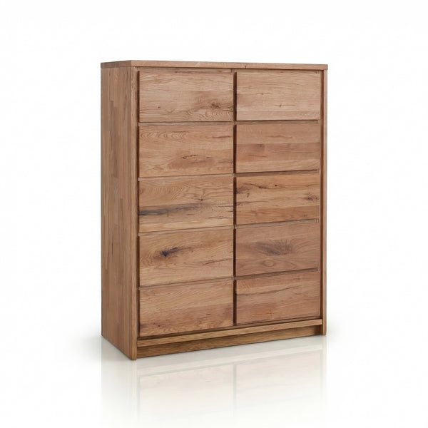 Buffet commode chiffonnier en bois massif de chêne rustique