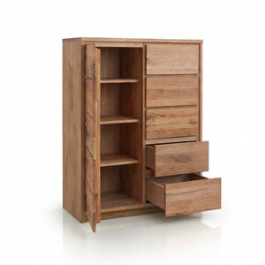 Buffet commode chiffonnier en bois massif de chêne rustique