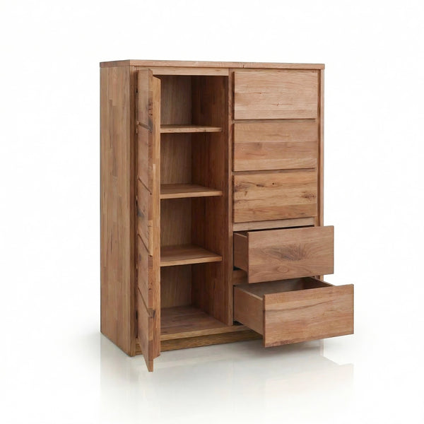 Buffet commode chiffonnier en bois massif de chêne rustique