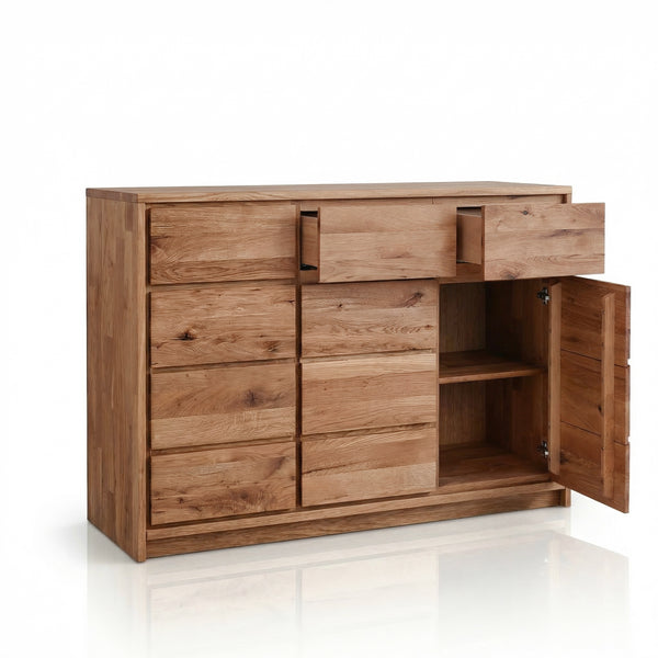 Buffet commode en bois massif de chêne rustique