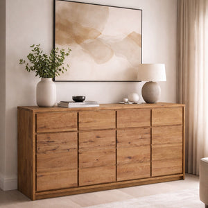Buffet commode en bois massif de chêne rustique