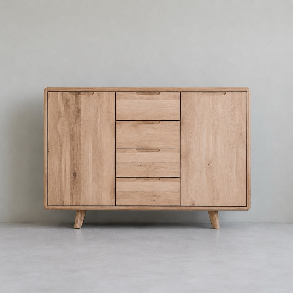 Buffet commode en bois massif de chêne noyer
