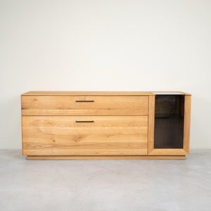 Buffet vitré en bois massif de chêne Arvik