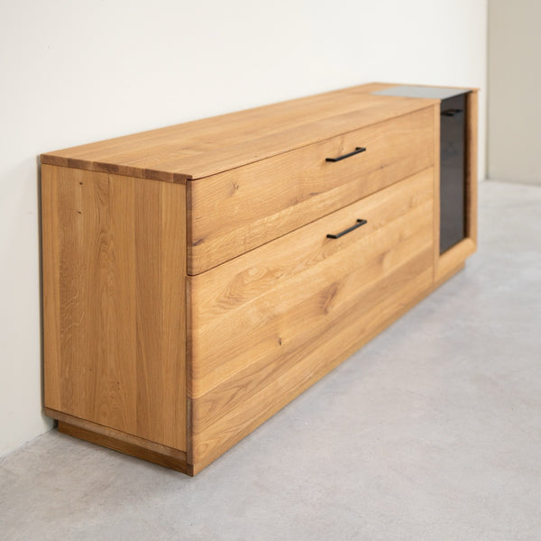 Buffet vitré en bois massif de chêne Arvik