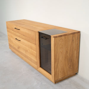 Buffet vitré en bois massif de chêne Arvik