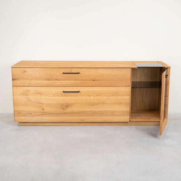 Buffet vitré en bois massif de chêne Arvik
