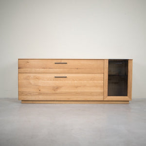Buffet vitré en bois massif de chêne Arvik