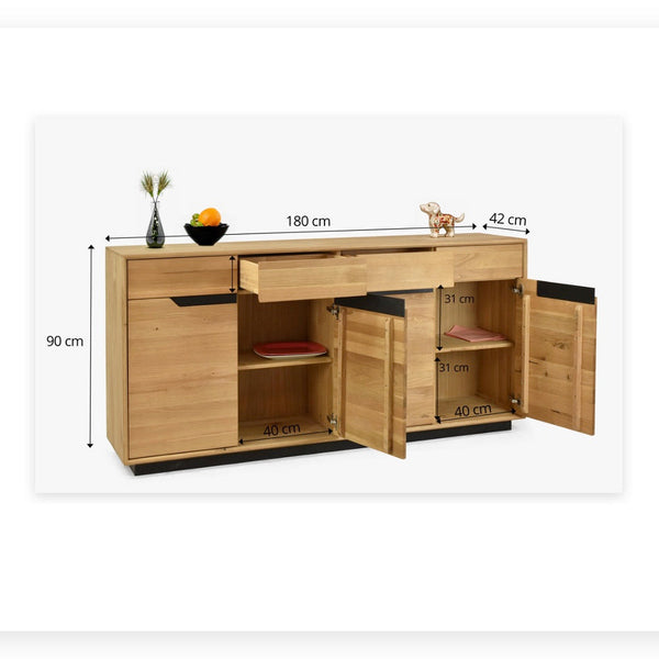 Buffet en bois massif de chêne Bremen