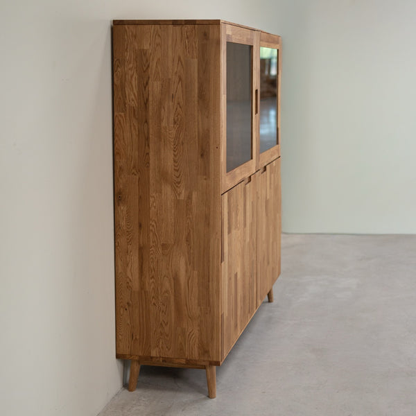 Buffet vitrine en bois massif de chêne Escandi 3 - NordicStory