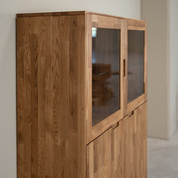 Buffet vitrine en bois massif de chêne Escandi 3 - NordicStory