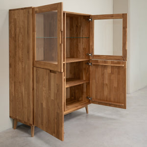 Buffet vitrine en bois massif de chêne Escandi 3 - NordicStory