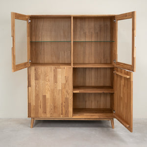 Buffet vitrine en bois massif de chêne Escandi 3 - NordicStory