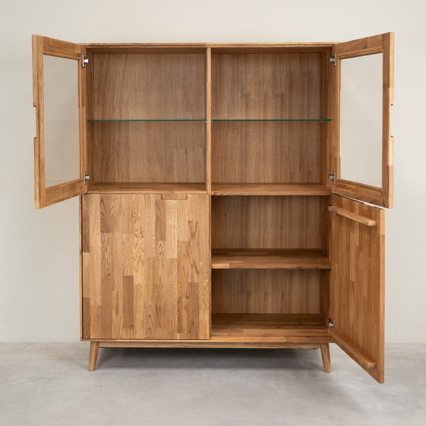 Buffet vitrine en bois massif de chêne Escandi 3 - NordicStory