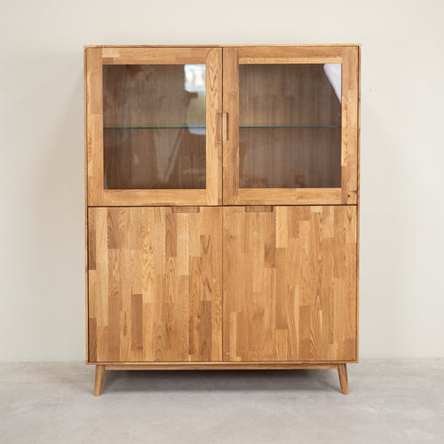 Buffet vitrine en bois massif de chêne Escandi 3 - NordicStory