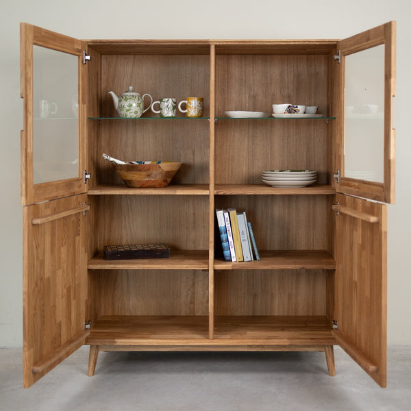 Buffet vitrine en bois massif de chêne Escandi 3 - NordicStory