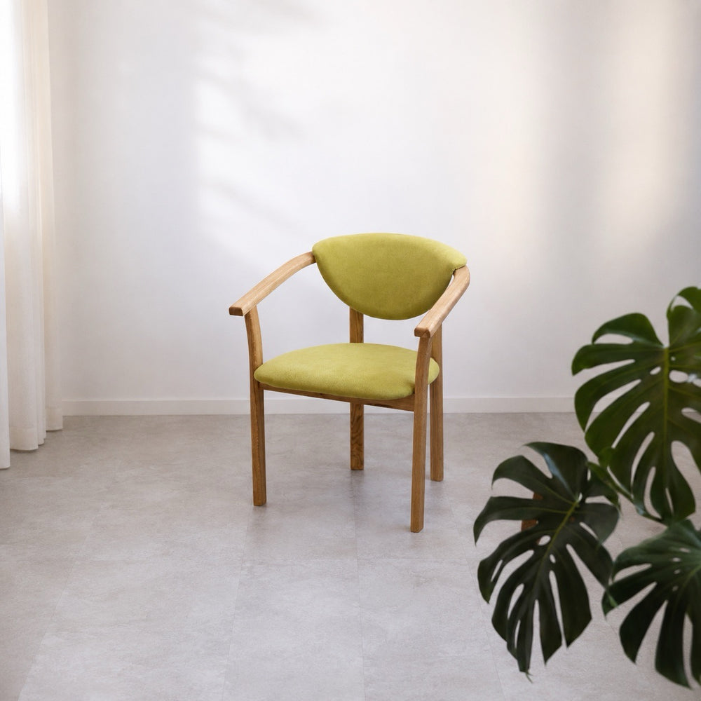 Chaise en bois massif de chêne revêtement vert