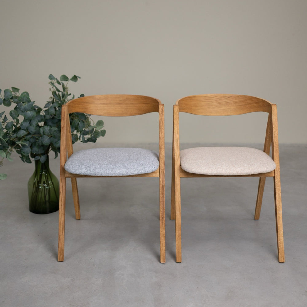 Chaise en bois massif de chêne naturel Oscar, revêtement - Lot de 2 ou de 4 chaises - VESKOR