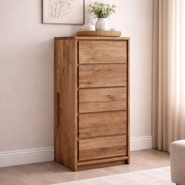 Chiffonnier commode en bois massif de chêne rustique