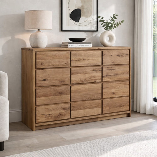 Buffet commode en bois massif de chêne rustique
